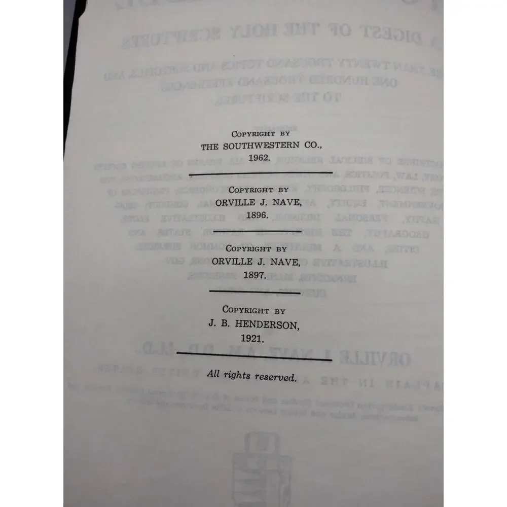 Nave's Topical Bible Digest Black Leather Bound Thumb Indexed 1962 Southwestern